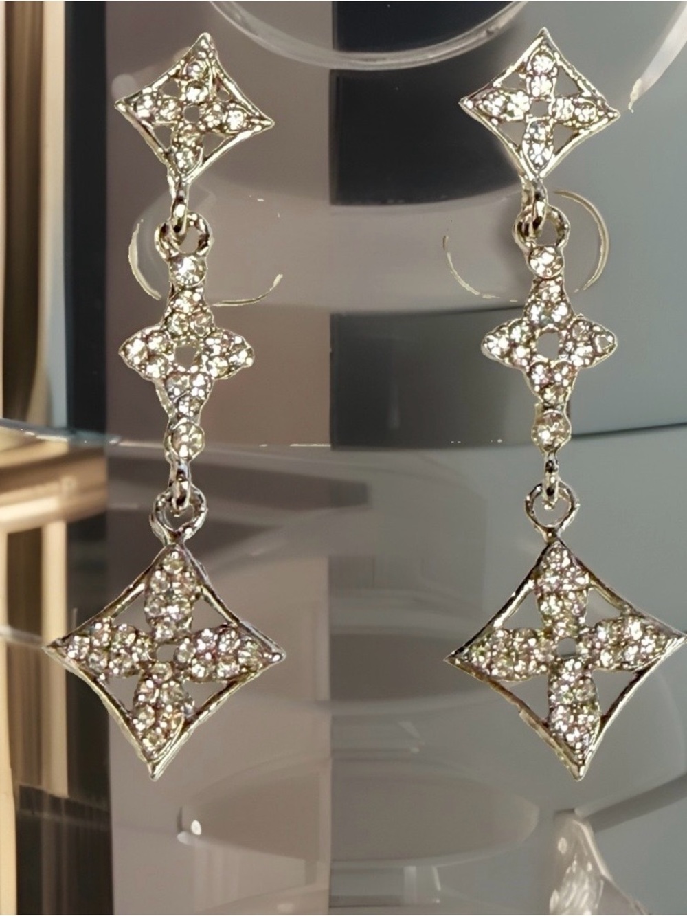 Sparkling Silver Crystal Drop Earrings - Elegant Dangle Style
